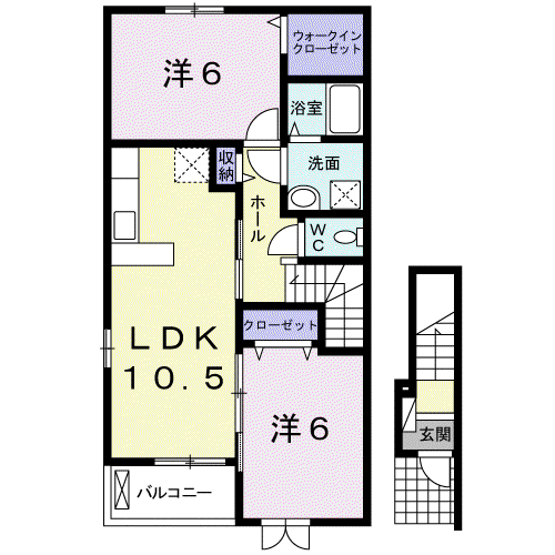 旭市二 2階 2LDK(2LDK/2階)の間取り写真