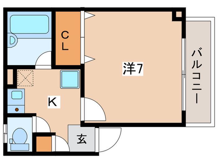 グリーンドール西池(1K/2階)の間取り写真