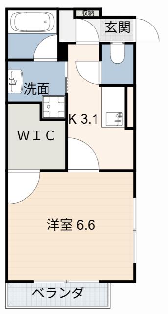 マンション葵(1K/2階)の間取り写真