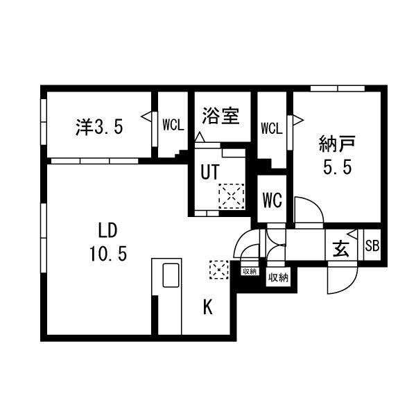 アルファスクエア北37西9(2LDK/3階)の間取り写真