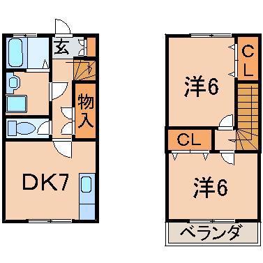 ハイムベルウッド(2DK/1階)の間取り写真