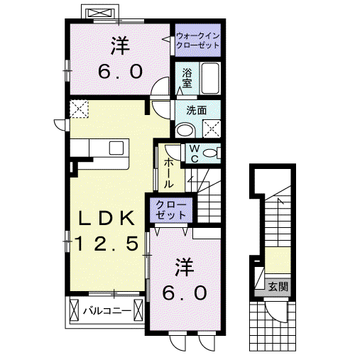 サニースイート(2LDK/2階)の間取り写真