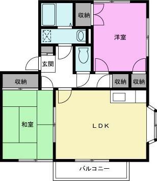 マインドハイムジェミニB(2LDK/2階)の間取り写真