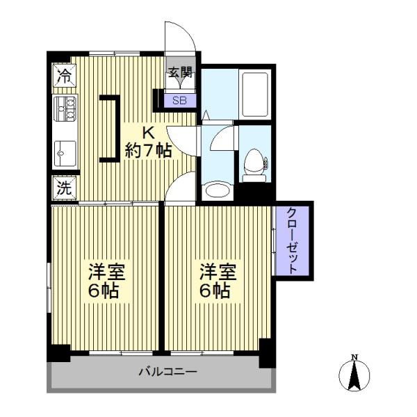 第3ルナマンション(2DK/4階)の間取り写真