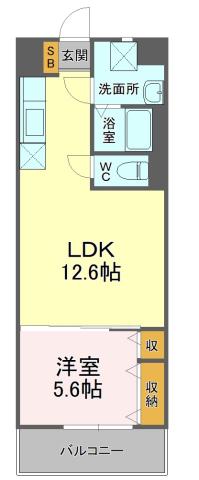 メゾン・ドゥ・クレール(1LDK/2階)の間取り写真