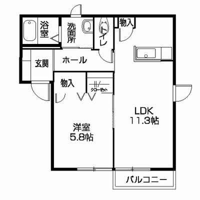 シャーメゾンSOWA C(1LDK/2階)の間取り写真