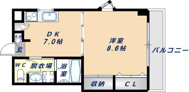パークサイド高井田(1DK/3階)の間取り写真