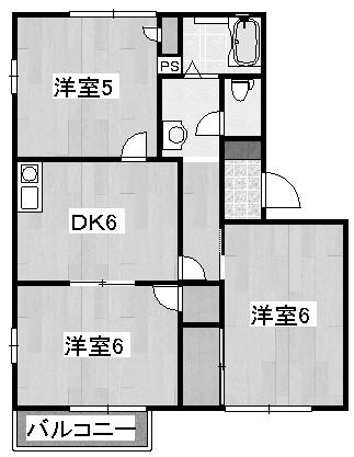 グランドール華蔵寺(3DK/2階)の間取り写真
