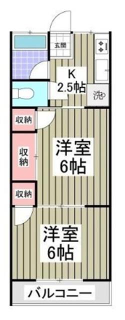 コーポ紺屋1号棟(2K/1階)の間取り写真