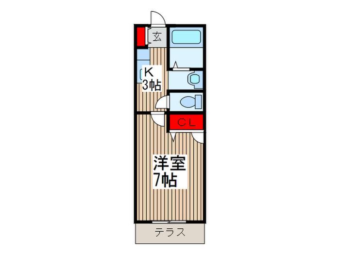 プログレス武蔵浦和(1K/1階)の間取り写真