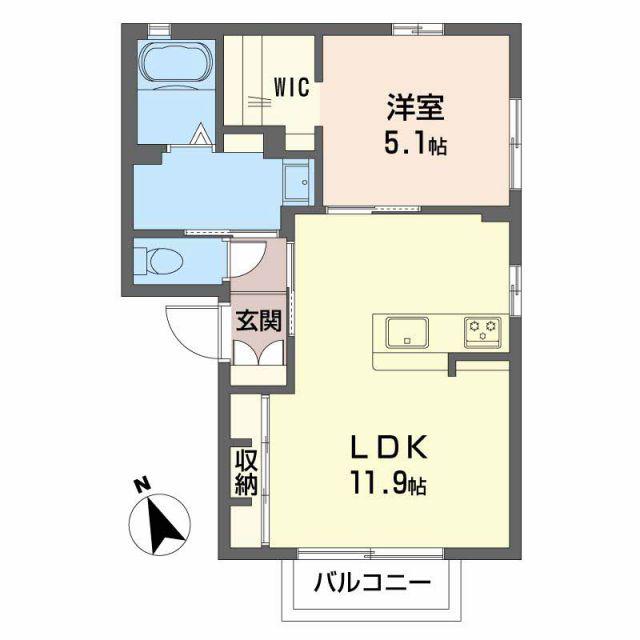 ディアスK-I(1LDK/1階)の間取り写真