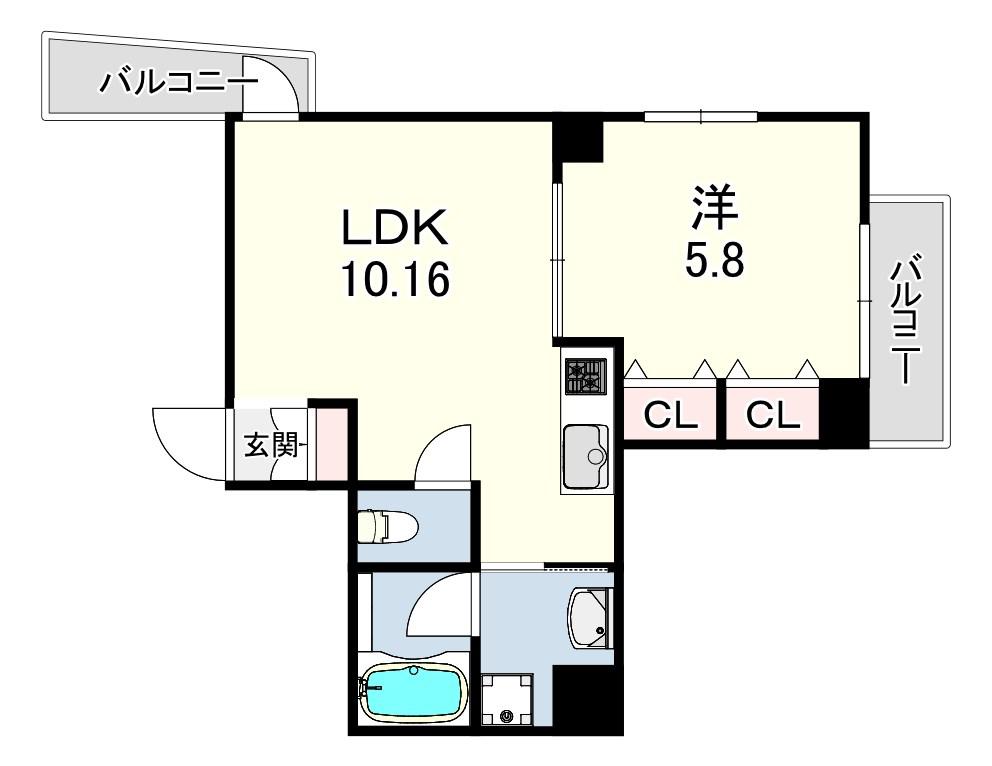 HIGH WOODS YAMATE(1LDK/2階)の間取り写真