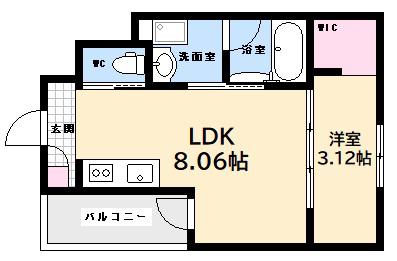 MOVE旭園サウス(1LDK/1階)の間取り写真