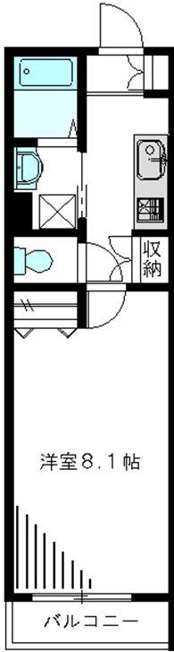 アンバーコート馬橋(1K/2階)の間取り写真