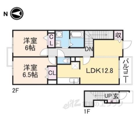 サニーカーサⅠ(2LDK/2階)の間取り写真