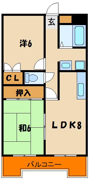 サンロイヤル神戸西(2LDK/4階)の間取り写真