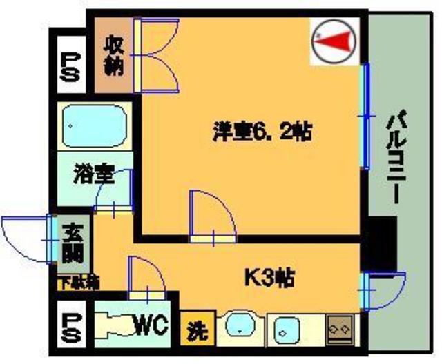YSビル(1K/3階)の間取り写真