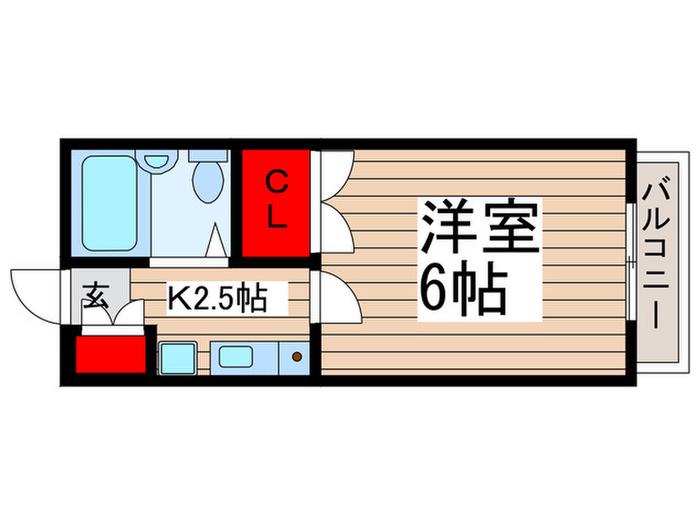 ジュネス伊藤(1K/2階)の間取り写真