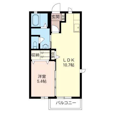フォレスタC(1LDK/2階)の間取り写真