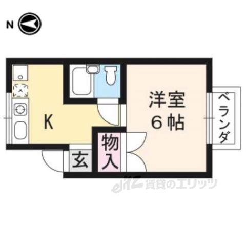 ハイツ山喜(1K/2階)の間取り写真