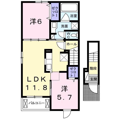 アンジュII(2LDK/2階)の間取り写真