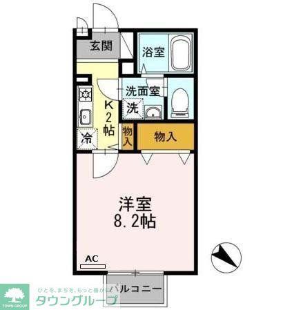 ウェーブ(1K/1階)の間取り写真