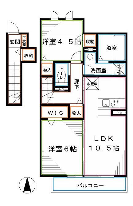 クレールB(2LDK/2階)の間取り写真