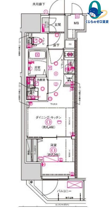 CREST TAPP名古屋山王(1DK/9階)の間取り写真