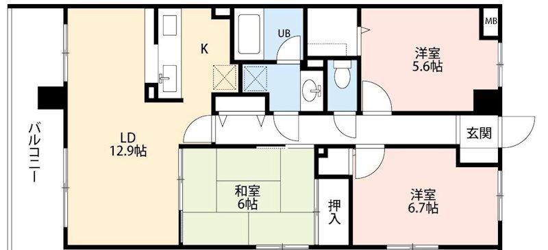 武蔵野グランフラッツ(3LDK/2階)の間取り写真