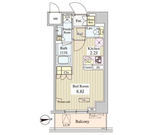 WASEDA APARTMENT (1K/6階)の間取り写真