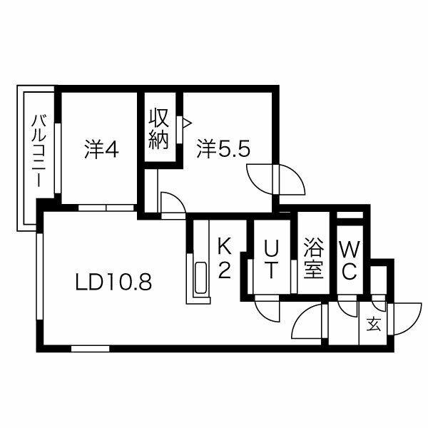 ラフィナート豊平公園(2LDK/4階)の間取り写真