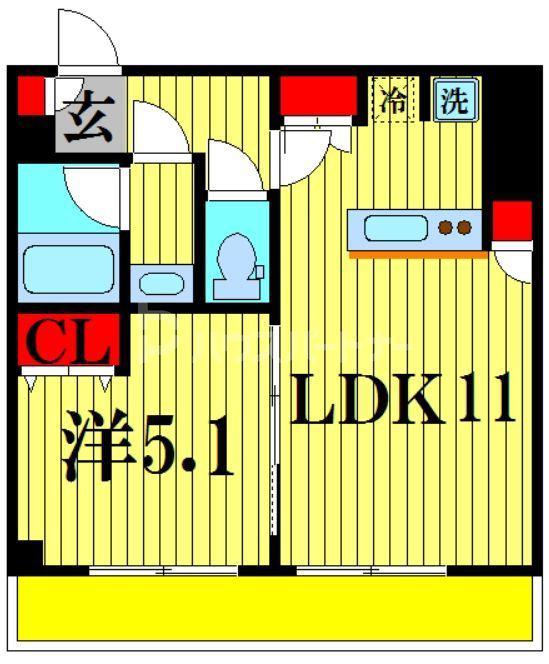 ボナール草加(1LDK/3階)の間取り写真