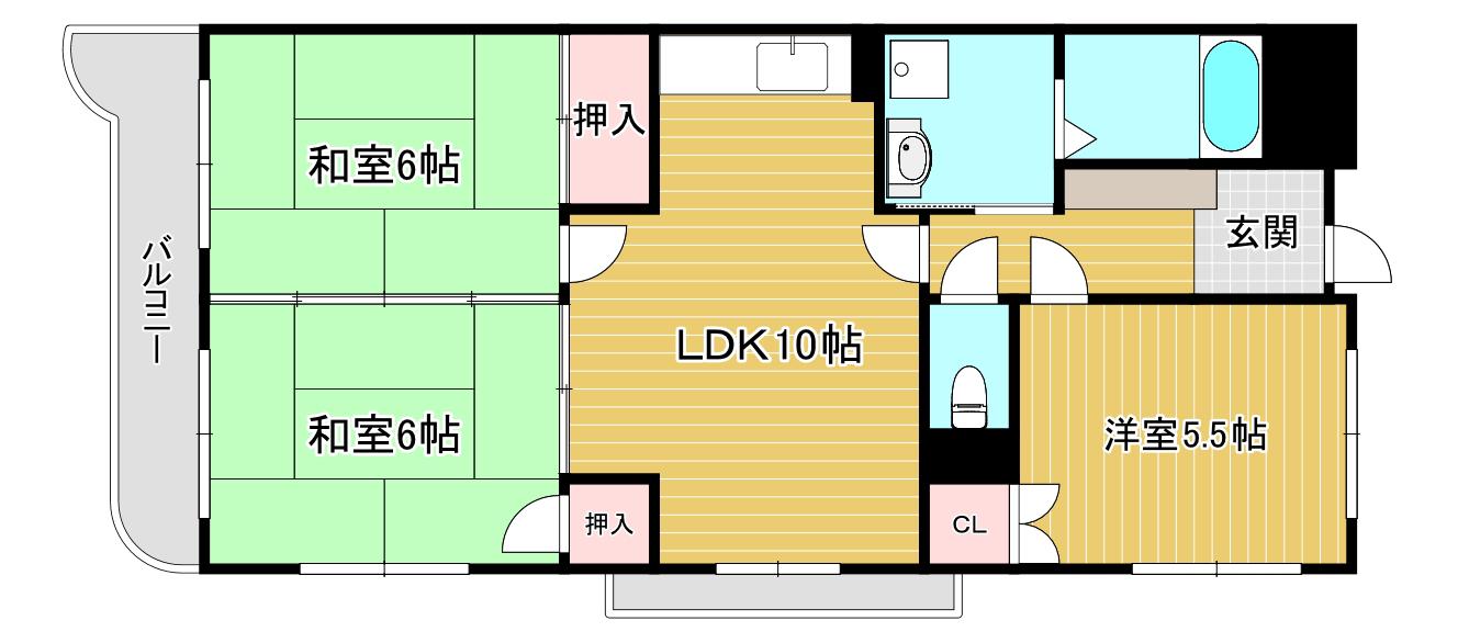 ルネックス古賀(3LDK/4階)の間取り写真