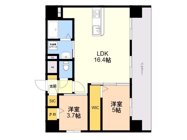 MODERN ASPIRATION 大橋(2LDK/9階)の間取り写真