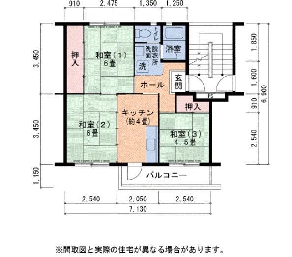 UR泉北竹城台二丁団地28号棟(3K/4階)の間取り写真