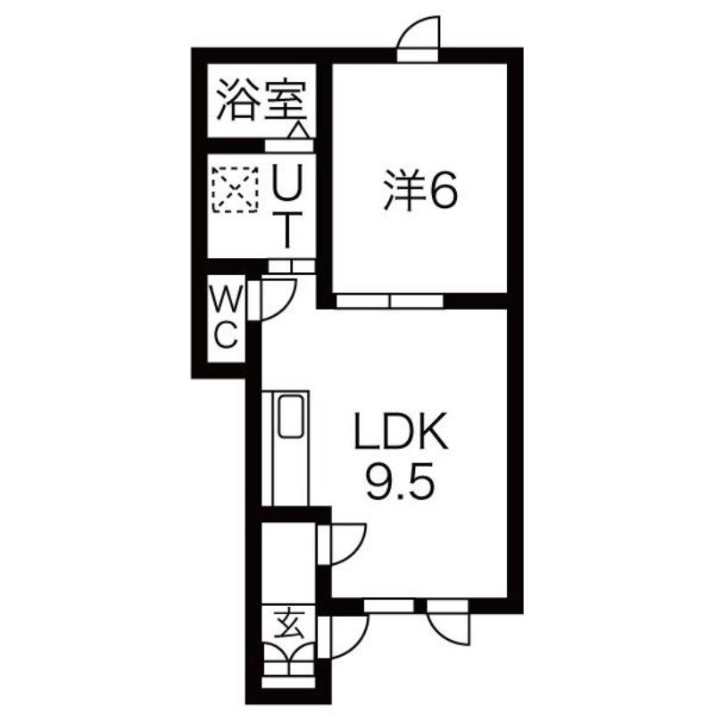 ラピスIII(1LDK/1階)の間取り写真