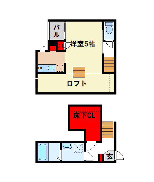 CB基山パッセル(1K/1階)の間取り写真