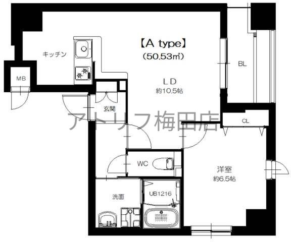 FERIA BIDG(1LDK/7階)の間取り写真