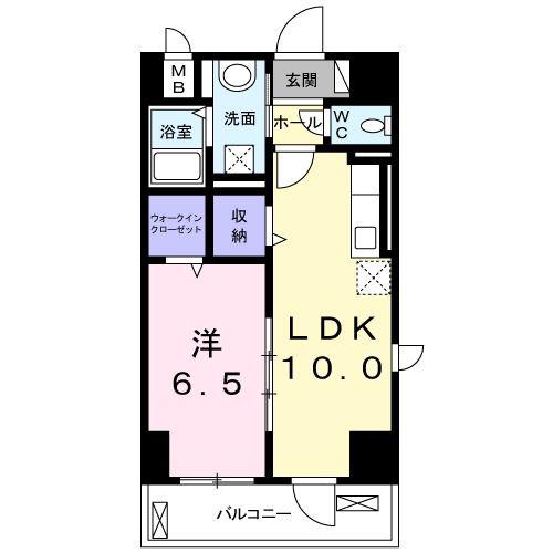 ドエル グランデュール(1LDK/7階)の間取り写真