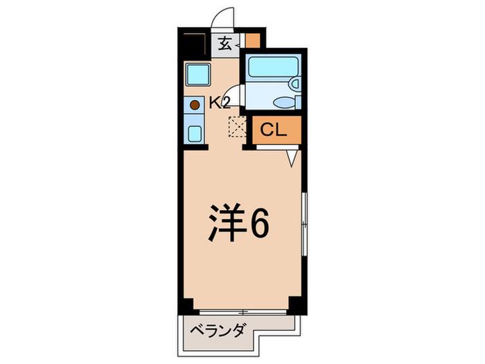 ソシアル甫坂(1K/1階)の間取り写真