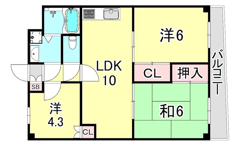 エルドラド甲東園(3LDK/3階)の間取り写真