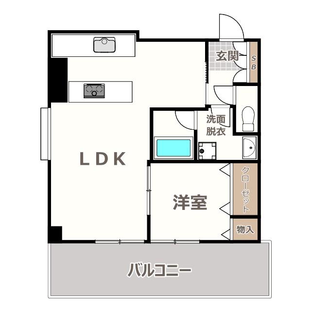 クローバー・プレミア昭和町(1LDK/5階)の間取り写真