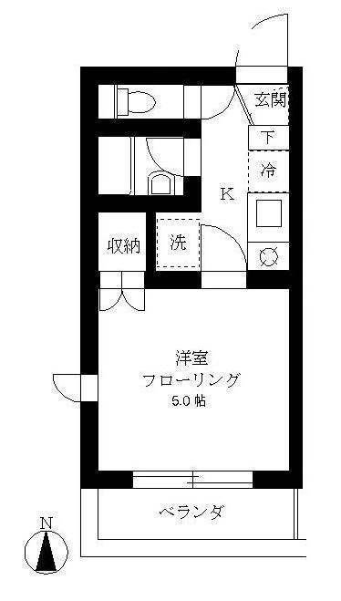ピースフル目黒(1K/2階)の間取り写真
