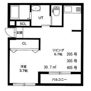 エストラーダN18(1DK/3階)の間取り写真