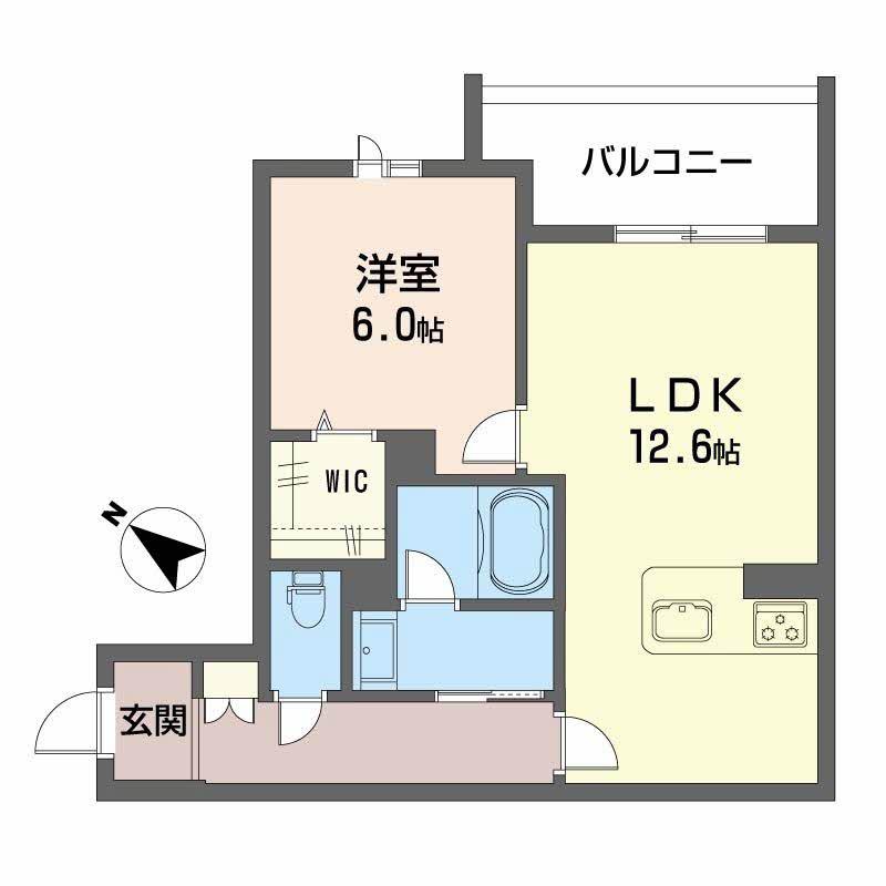 シャーメゾンマーレ竹下(1LDK/2階)の間取り写真