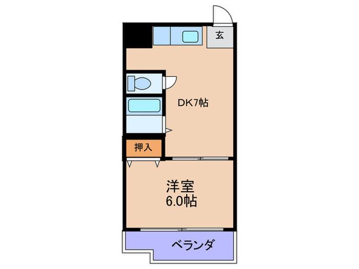 アーバンハウス福島(1DK/3階)の間取り写真