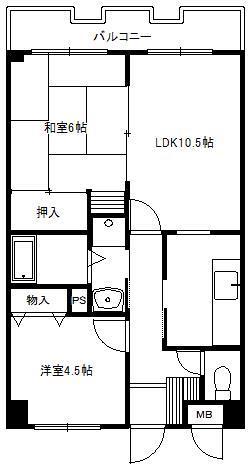 サンライズあざみ野(2LDK/2階)の間取り写真