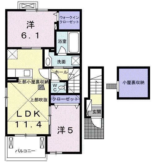 プランドールA(2LDK/2階)の間取り写真