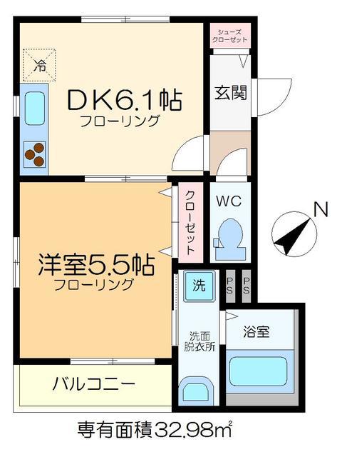 クレールカワノ(1DK/3階)の間取り写真