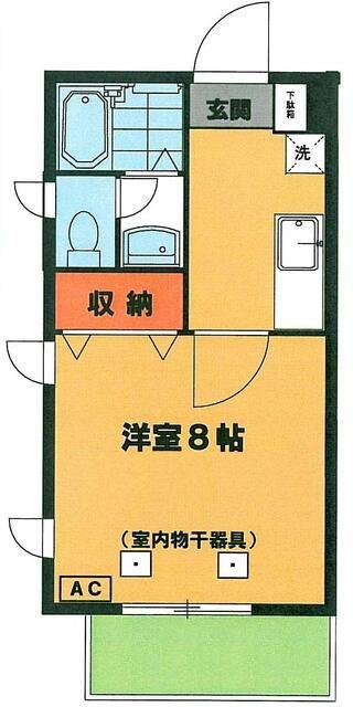 ブランドール中根(1K/1階)の間取り写真